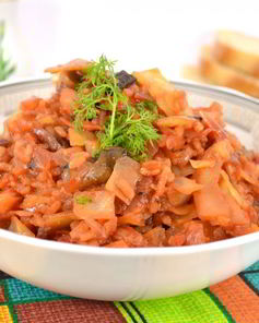 Овощное рагу с рисом и шампиньонами в мультиварке