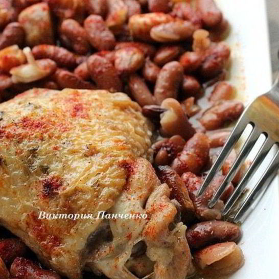 Рецепт рагу из курицы с фасолью и запеченным чесноком