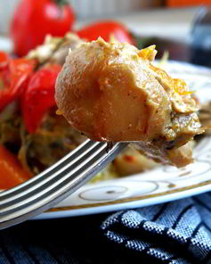 Рагу из маринованного кролика с овощами и грибами