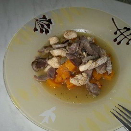 Рецепт рагу из острой тыквы с желудками и грудкой