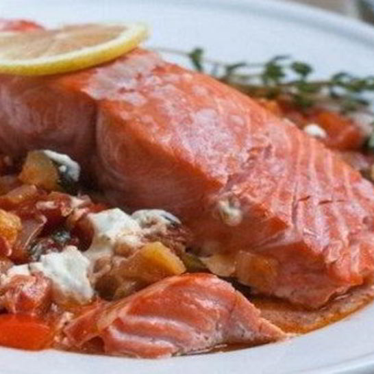 Рецепт лосося запеченного, с овощами рататуй