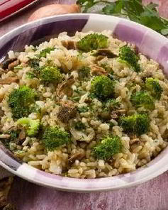 Легкое ризотто с грибами и брокколи