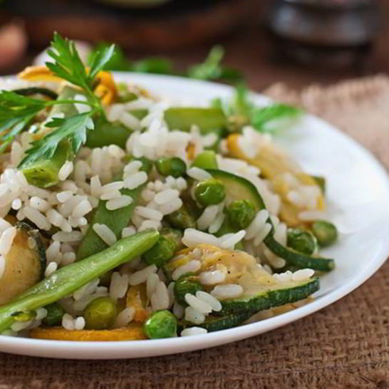 Рецепт овощного ризотто с козьим сыром