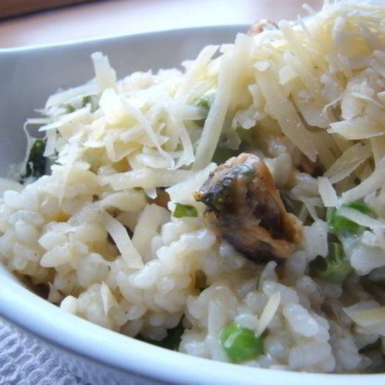 Рецепт ризотто с горошком с мидиями