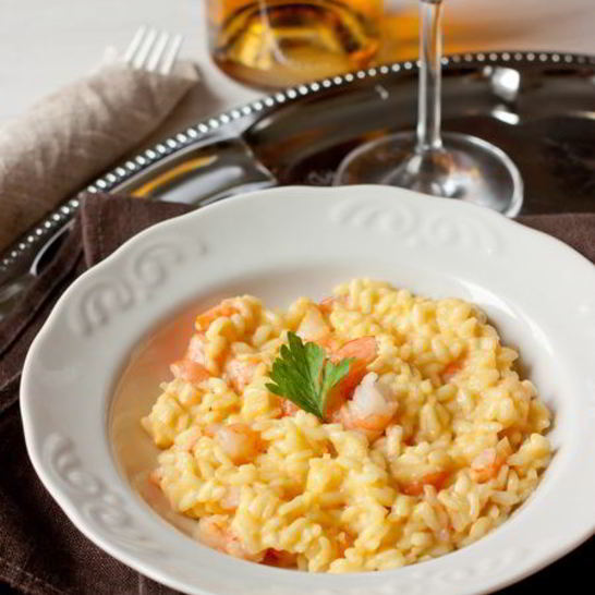 Рецепт ризотто с шафраном и креветками