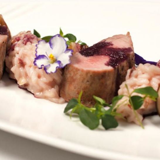 Рецепт телятины с вишневым ризотто