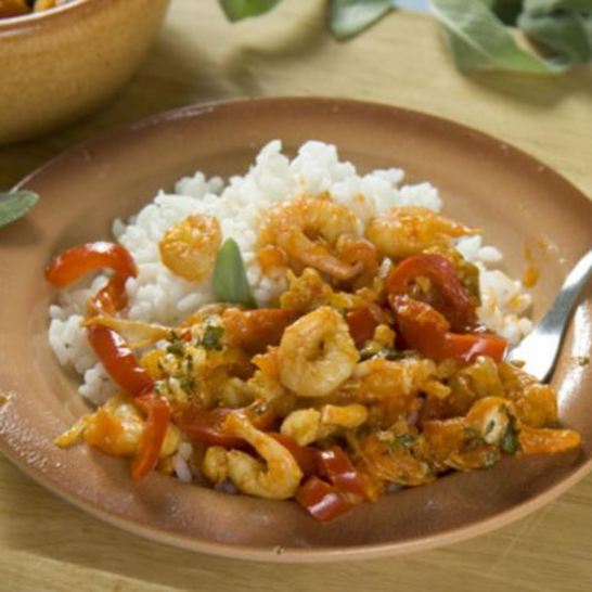 Рецепт креветок с овощами и брынзой