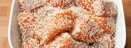 лосось в кунжуте на подушке из цуккини. Шаг 3