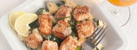 лосось в кунжуте на подушке из цуккини. Шаг 8