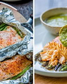 Семга со спаржей в фольге