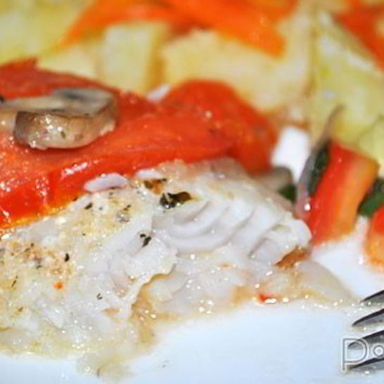 Рецепт запеченной тилапии с грибами и помидорами