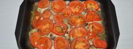 запеченная тилапия с грибами и помидорами. Шаг 7