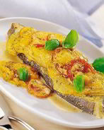 Запеченный палтус с кольраби