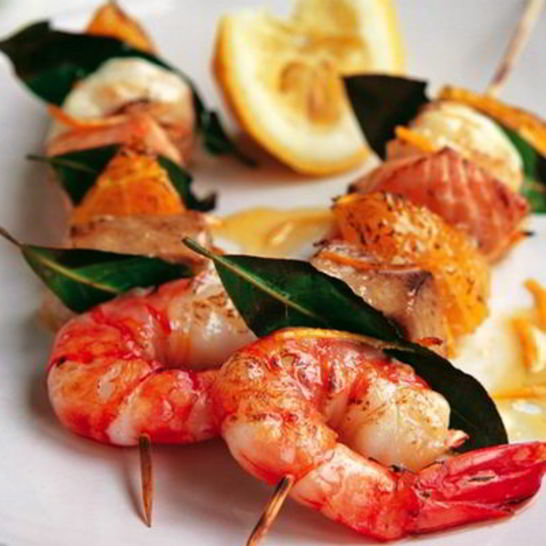 Рецепт рыбных шашлыков с креветками