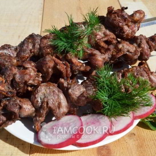 Рецепт шашлыка из куриных желудков