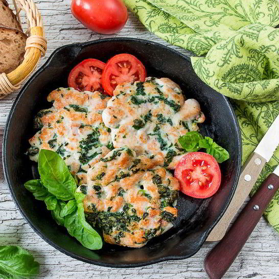 Рецепт рубленых куриных шницелей со шпинатом