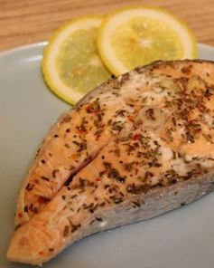 Стейк из лосося на пару