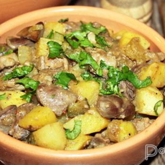 Рецепт жаркого из куриных потрошков