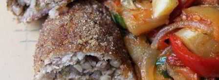 куриные зразы с грибами и гречкой и овощное соте на гарнир. Шаг 12