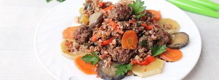 гречка с фаршем и овощами. Шаг 11