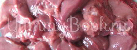 гречка с грибами, куриной печенью и сердцами в мультиварке. Шаг 7