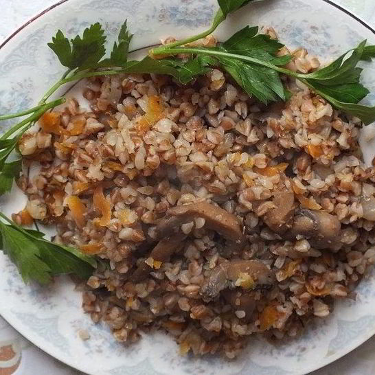 Рецепт постной гречки с грибами