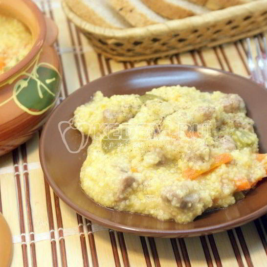 Рецепт кукурузной каши с мясом по-деревенски