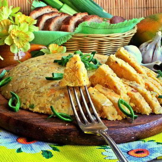 Рецепт поленты с беконом и овощами