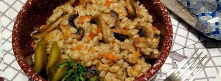 перловая каша с грибами в духовке. Шаг 8