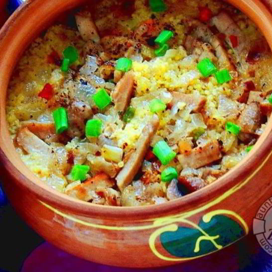 Рецепт каши пшенной с бужениной в горшочках