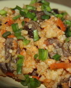 Пшенная каша с куриными сердечками