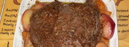 запеченная телятина с вином и персиками. Шаг 6