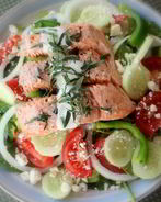 Греческий салат с семгой