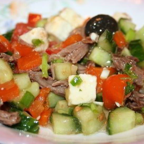Рецепт салата греческого с мясом