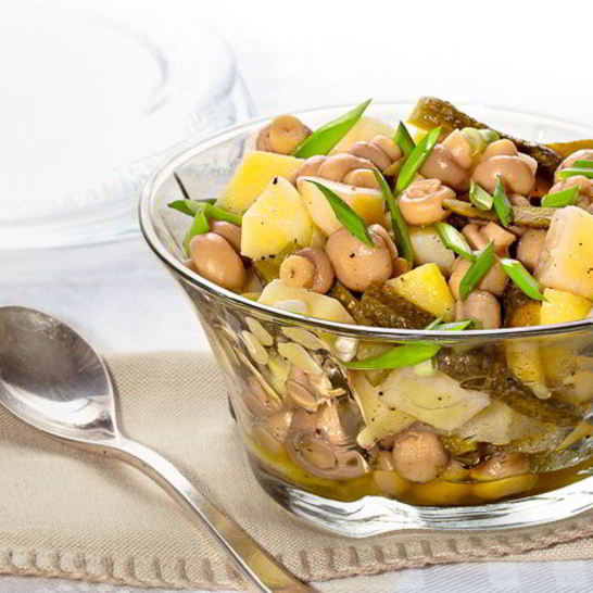Рецепт картофельного салата с маринованными шампиньонами