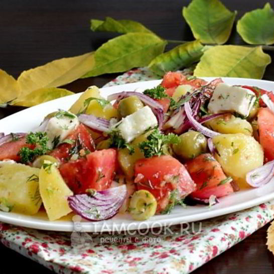 Рецепт теплого салата с картофелем