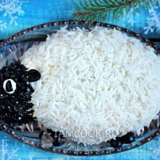 Рецепт новогоднего слоеного салата овечка