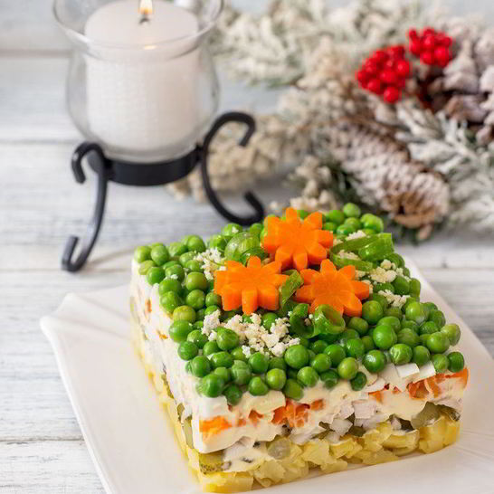 Рецепт оливье с курицей