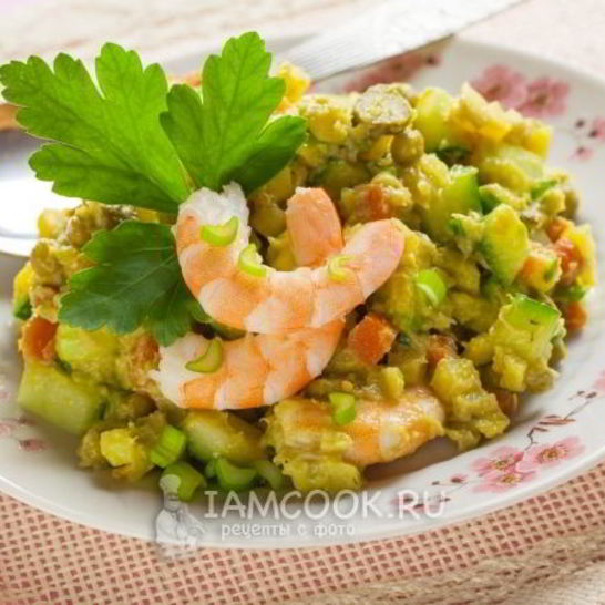 Рецепт постного оливье с креветками