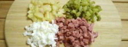 салат обезьянка оливье. Шаг 3