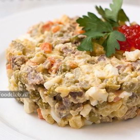 Рецепт салата оливье с говядиной