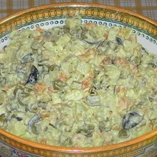 Рецепт салата оливье с капустой