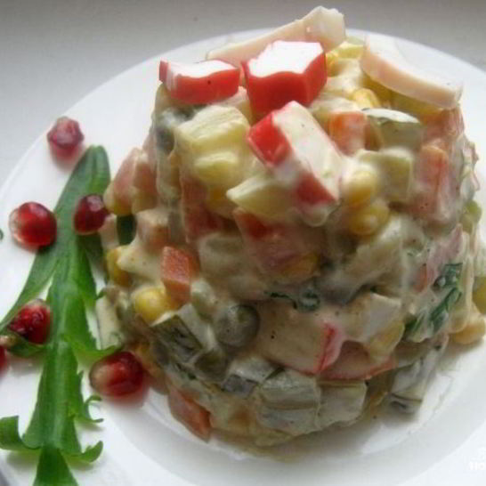 Рецепт салата оливье с крабовыми палочками