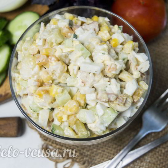 Рецепт салата оливье с креветками