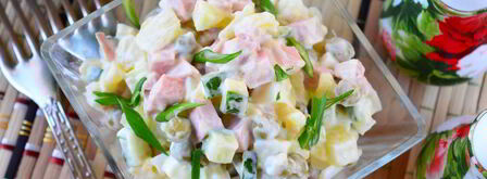 салат оливье со свежим огурцом. Шаг 8