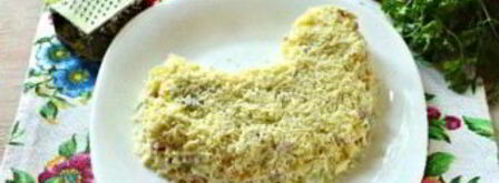 салат в виде петуха оливье. Шаг 11