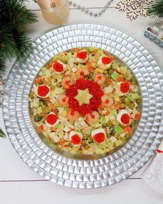 Современный оливье с авокадо