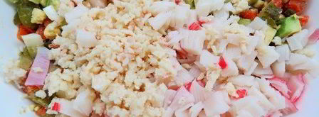 современный оливье с авокадо. Шаг 7