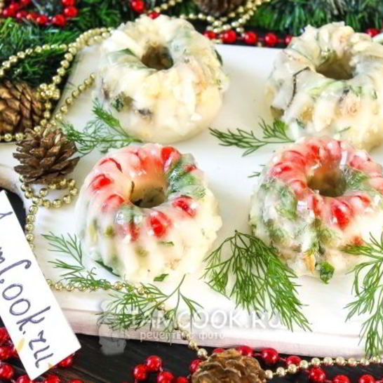 Рецепт заливного салата оливье со шпротами