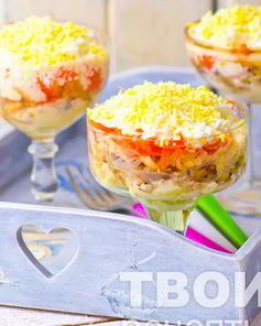 Салат Мимоза из консервов